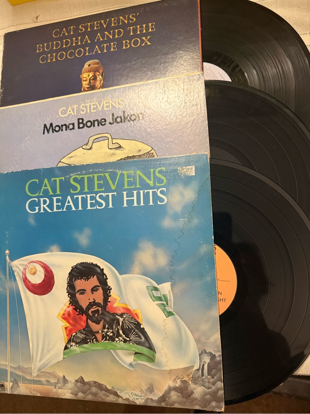 Vintage Cat Stevens Vinyl Record Collection Set of 3 LPs + Original Album Poster